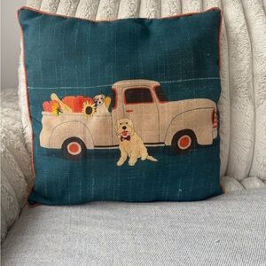 Charming Holiday Pillow with Vintage Truck Design
